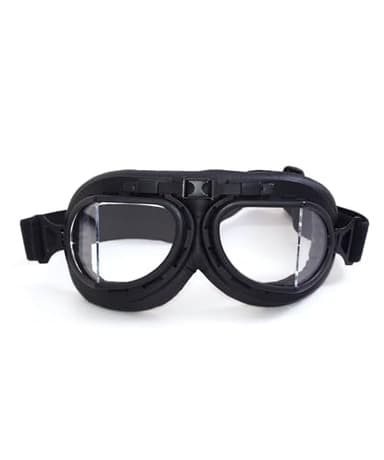 CRG Sports Vintage Aviator Pilot Style Motorcycle Cruiser Scooter Goggle T08 T08BCB Transparent lens, black frame, black padding