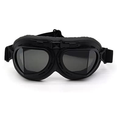 kucehiup Vintage Aviator Goggles Motorcycle Goggles (Black frame Smoke lenses)