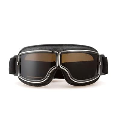CRG Sports Motorcycle Goggles Vintage Aviator Pilot Style Leather Cruiser Scooter Motocross Goggles for Men, Women,Adults