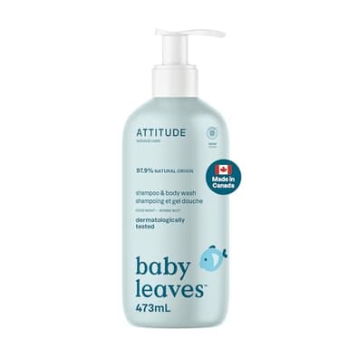 ATTITUDE Baby 2-in-1 Shampoo and Body Wash, Made in Canada, EWG Verified, Dermatologically Tested, Vegan, Good Night, 473 mL