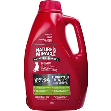 Nature’s Miracle Advanced Stain and Odor Eliminator Cat, 32 Ounces, 1 Gallon, Pour, Fresh Scent, Severe Mess Enzymatic Formula For Tough Pet Messes