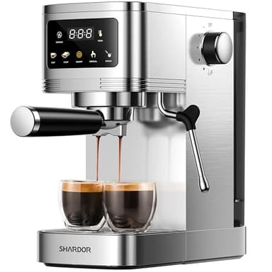 SHARDOR Espresso Machine 20 Bar, Professional Espresso Maker with Milk Frother Steam Wand, Touchscreen and 45Oz Water Tank, Expresso Coffee Machines with Adjustable Temperature for Cappuccino, Latte
