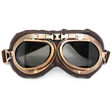 Nuoxinus Motorcycle Goggles, Vintage Aviator Pilot Style Motocross Bike Cruiser Scooter Goggle, Anti UV Anti-Scratch Dustproof for Cycling Riding Climbing Fishing (Smoke Lens)