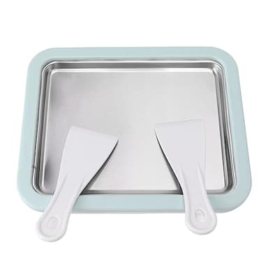 Rolled Ice Cream Maker,Stainless Steel Instant Cold Pan Instant Gelato Plate Homemade DIY Ice Cream Tray with 2 Spatula for Softserve Sorbet and Frozen Yogurt