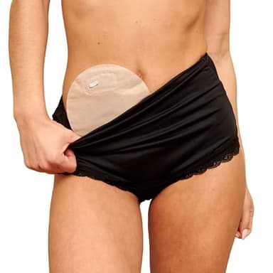 SIIL Ostomy Briefs Sofía Black Ostomy Panties | Colostomy Bag Cover | Colostomy Back Support | Stoma Pouch Cover | 22771 (M)