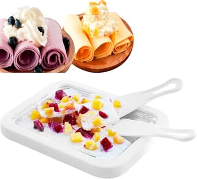 Instant Ice Cream Maker Homemade Rolled Ice Cream Maker Machine Ice Cream Roll Maker with 2 Spatulas, DIY Ice Cream Roller Maker for Frozen Yogurt, Fruit Sorbet, Slushy, Gelato