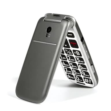 4G Volte Flip Phones Unlocked for Seniors, Big Buttons Cell Phone for Elderly & Kids with Time Reporting, Clear Sound, SOS Button, Convenient USB-C & Charging Dock, Easy-to-Use, Grey Flip Phone