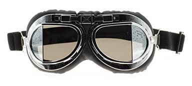 Hot Rides Classic Vintage Aviator Pilot Motorcycle Goggles Protective Glasses (Silver Frame/Plating Lens)