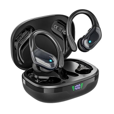 Wireless Earbuds, Sports Bluetooth Headphones, 80Hrs Playtime Ear Buds with LED Power Display, Noise Canceling Headset, IPX7 Waterproof Earphones for Workout/Running Black