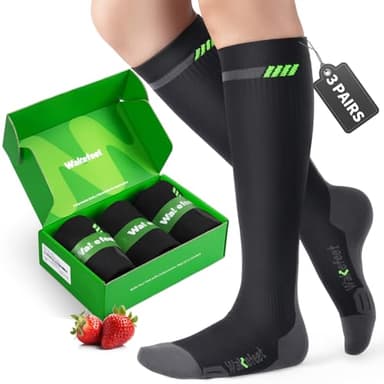WAKEFEET Medical Compression Socks Men Women 3 Pairs, Compression Stockings 20-30mmHg for Relieving, Recovery