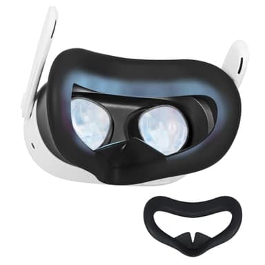 VR Silicone Face Pad for Quest 3S, Sweatproof Silicone Face Pad for Quest 3S Headset, Washable Lightproof Face Cushion VR Silicone Accessories Compatible with Quest 3S(Black-Q3s)