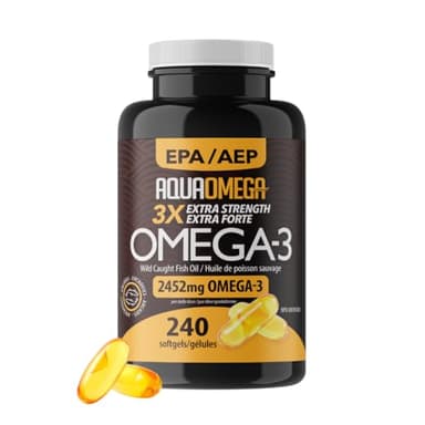3X Extra Strength High EPA Fish Oil Omega 3 Supplements, Wild Caught Triple Strength Omega 3 Fish Oil Capsules with EPA, DHA and Vitamin D, Omega3 Supplements Made in Canada, 240 Softgels, Unflavored