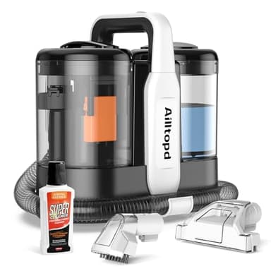 Ailltopd Portable Carpet & Upholstery Spot Cleaner, Powerful Suction and Spot Remover, Deep Stain Cleaning for Carpet, Pets, Stairs, Car Seat, Couch, with Dual Size BrushHead and Cleaning Solutions