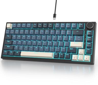 Fogruaden Wired 75 Percent Gaming Keyboard, Hot Swappable, Gasket Mount Creamy Mechanical Keyboard with Knob, Linear Red Switch, RGB Backlit, Sound Absorbing Pads, NKRO Compact TKL Custom Keyboard