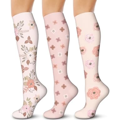 3 Pairs Compression Socks for Women & Men 15-20 mmHg - Best Support for Nurses, Running, Hiking, Recovery & Flight Socks