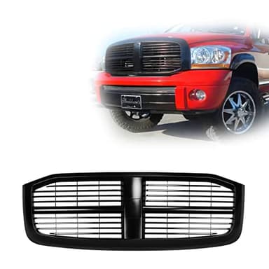 Titanium Plus Autoparts 2006-2009 Compatible With Dodge Ram 1500 2500 3500 Pickup Truck Front Grille Grill Black 5JY121SPAF CH1200280