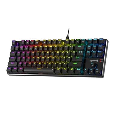 Redragon K556 TKL RGB Wired Mechanical Gaming Keyboard, 80% 87 Keys Hot-Swap Mechanical Keyboard w/Aluminum Base, Upgraded Socket and Noise Absorbing Foams, Quiet Linear Red Switch