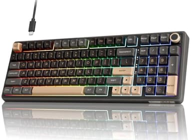RK ROYAL KLUDGE R98 Pro Creamy Gaming Keyboard, 96% Wired Mechanical Keyboard RGB Backlit with Number Pad and Volume Knob, Gasket Mount, MDA Profile PBT Keycaps, Hot Swappable Pre-lubed Linear Switch