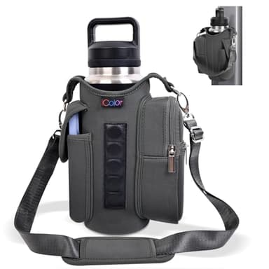 icolor Gym Magnetic Bag Magnetic Water Bottle Holder with Shoulder Strap & Phone Pockets for Men Women Travel Sports,Magnetic Gym Bag Water Bottle Carrier Pouch Small Gym Sling Crossbody Bag (Gray)