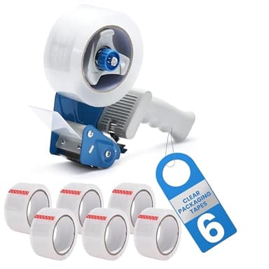 Luxuriaz Heavy Duty Packaging Tape, 6 Packing Tape with Tape Dispenser,Ideal for Securing Office Supplies,Moving Boxes, Durable and Reliable for Home and Office Use
