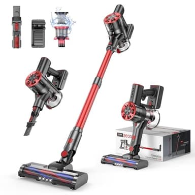 Cordless Vacuum Cleaner, 80,000PRM Stick Vacuum with 2 Powerful Suction Modes, Max 40 Mins Runtime, 2600mAh Rechargeable Vacuum Cleaner for Home (Magenta Red)