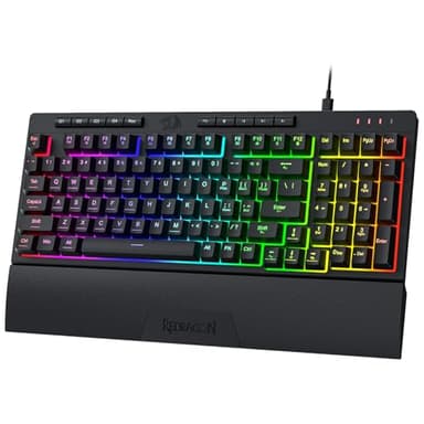 Redragon K515 Shiva RGB Membrane Gaming Keyboard, 98 Keys Mechanical-Feel Keyboard w/Smooth Linear Switch, On-Board Macro & Dedicated Multimedia Keys, Detachable Wrist Rest, Software Supported