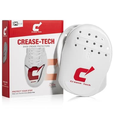 Crease-Tech Comfort Memory Foam Shoe Crease Protector Guards for Sneakers: Air Force 1, Jordans, Dunks & More - Anti Crease Shoe Protector with Adhesive Tape Attached - 1 Pair, White, Standard