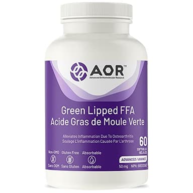AOR Green Lipped FFA Mussel Omega-3 Supplement, 60 Softgels 15-Day Supply - Joint Comfort & Active Lifestyle, Free Fatty Acids Extract from Green Lipped Mussels, Non-GMO, Gluten-Free and Absorbable