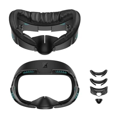 AMVR Facial Interface Compatible with Meta/Oculus Quest 3 Face Pad Accessories, with Soft PU Face Cushion Replacement and Breathable Ice Silk Cotton, Air-Circulation(Not for Q3s)