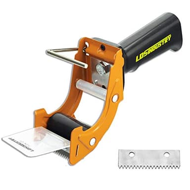 Rapid-Replace Packing Tape Dispenser Gun with Extra Blade by LDS Industry, 2 in (50mm) Lightweight Ergonomic Industrial Handheld Heavy Duty Tape Cutter for Carton, Packaging and Box Sealing, Orange