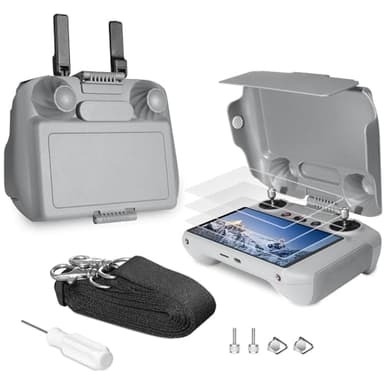 Arzroic RC 2 Sun Hood Kit for DJI Mini 4 Pro/Flip/Air 3/Air 3S Controller Accessories - RC 2 Sun Shade Cover, Screen Protector & Neck Lanyard Bundle