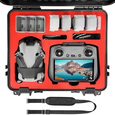 FPVtosky Hard Case for DJI Mini 4 Pro/ 3 Pro/Mini 3 Fly More Combo, Waterproof Carrying Case Fits DJI RC 2/RC Accessories [ Red, CASE ONLY ]