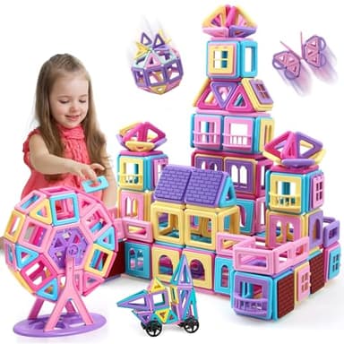 117pc Magnetic Tiles for 3 4 5 6 7 8+ Year Old Boys Girls Magnetic Blocks Building Toys for Kids,Educational Set for Toddlers 3-5