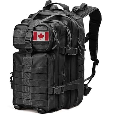 Tru Salute 45L Military Tactical Backpack Large Army 3 Day Assault Pack Molle Bugout Bag Rucksack, Black, Large, Military Backpacks