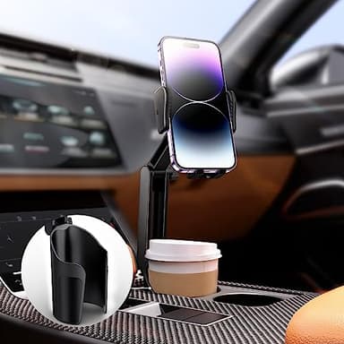 TAZENI 2 in 1 Cup Holder Phone Mount for Car Bottle Friendly Cup Phone Holder for Car Height Adjustable Phone Holder Cupholder Easy Install & Sturdy & Durable Fit All 4-7" iPhone Android