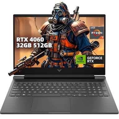 HP Victus 16.1" Gaming Laptop, AMD Ryzen 7 8845HS, NVIDIA GeForce RTX 4070, 144Hz FHD IPS Display, 32GB DDR5, 512GB SSD, RGB Backlit Keyboard, Wi-Fi 6, Windows 11 Home, USB-C, Mica Silver