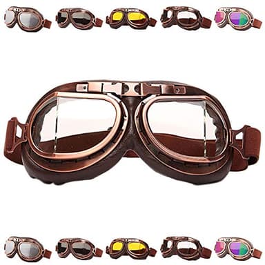Peicees Vintage Helmet Goggles Motrocycle Scooter Cycle Mountain Bike Motorcross Cycling Goggles Retro Aviator Pilot Goggles Off-Road Glasses Eyewear