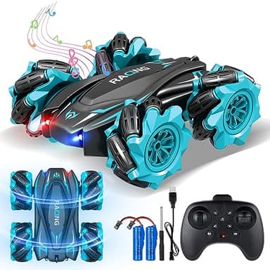 Yeauhwov Remote Control Cars for Kids, All Directional Double Sided 360° Rotating 4WD RC Cars with Universal Wheels, Racing RC Stunt Cars Toy Christmas Birthday Gifts for Boys Girls Aged 6-12 (Green)