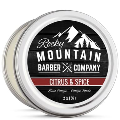 Solid Cologne for Men – Citrus & Spice Scent – 2 Oz Size - Made in Canada with Coconut Oil, Shea Butter - Long-Lasting Scent