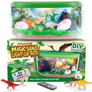 Dinosaur Terrarium Kit for Boys - DIY Light Up Terrarium Kit for Kids with Remote - Dinosaur Toys Crafts for Kids 3-5 5-7 - Fun Birthday Christmas Gifts for Ages 4 5 6 7 8 9 10+ Year Old Boys Girls