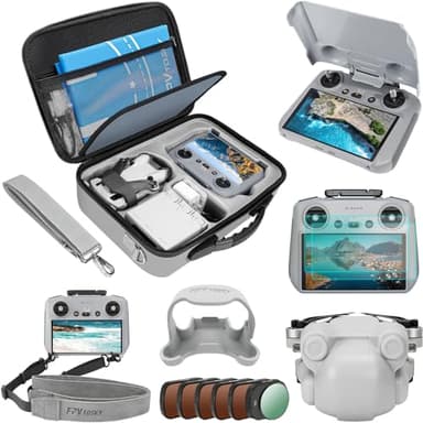 FPVtosky Mini 4 Pro Accessories Bundle 7-IN-1 Kit: Carrying Case, ND Filter Set, RC2 Sunshade Cover, Lanyard, Lens Cap, Screen Protector, Propeller Holder Strap for DJI Mini 4