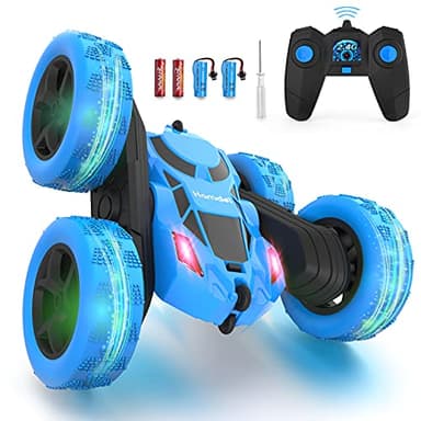 Hamdol Remote Control Car for Kids, Hamdol 360° Rotating RC Stunt Car Double-Sided 4WD Electric Vehicle with LED Lights, 2.4GHz Rechargeable Toy Cars for Boys Girls Age 6 7 8 9 10 11 12, Birthday Gift
