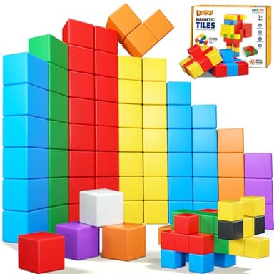 Magnetic Blocks for Kids 3-5 Toddler Magnet Tiles Construction Building Toys for 3 4 5 6 7 8+ Year Old Boys Girls Kids STEM Educational Montessori Sensory Toys Cubes Christmas Birthday Gifts-32PCS