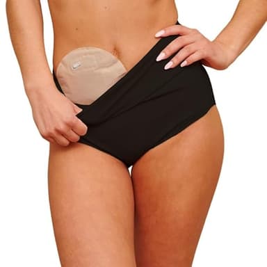 Ostomy Briefs Sofía Black | SIIL Ostomy Panties | Colostomy bag cover | Colostomy back support | Stoma pouch cover | 22771 (XS)
