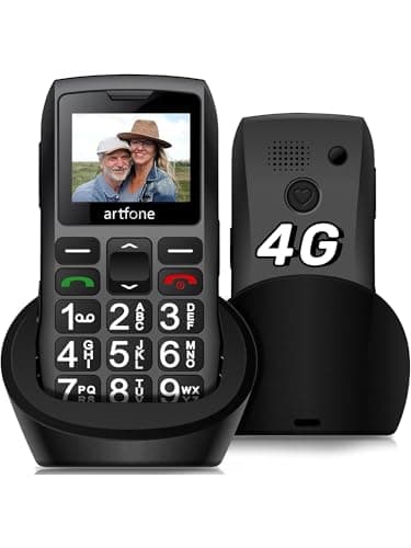 4G LTE Senior Mobile Phone with Big Button, SOS Function, Ultra Loud Speaker, 1800mAh Long Battery Life, Flashlight,Charger Station, Single SIM Slot - Anti-Drop Design (Black)