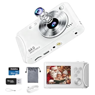 4K Digital Camera for Photography, 64MP Autofocus Vlogging Camera for YouTube, Anti-Shake, LED Screen, 18X Zoom, Point and Shoot Digital Camera for Teens Adult Beginner, 32GB High-Speed SD Card