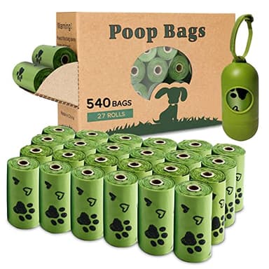 Yingdelai Dog Poop Bags: 540 Counts Doggy Poop Bags with Dispenser - Strong & Leak-Proof Dog Bags (Scented, Green)